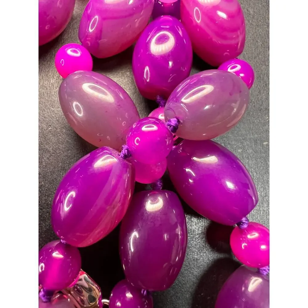 NEW purple agate 18 inch necklace with sterling silver clasp